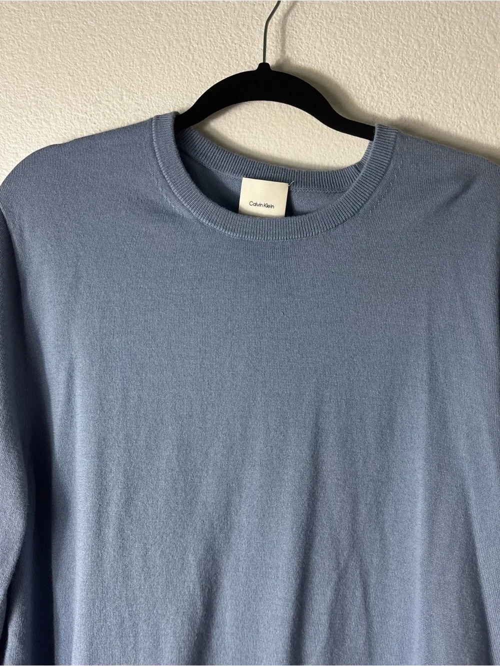 Calvin Klein Men’s XL Slate Blue Crewneck Sweater Wool Blend Lightweight